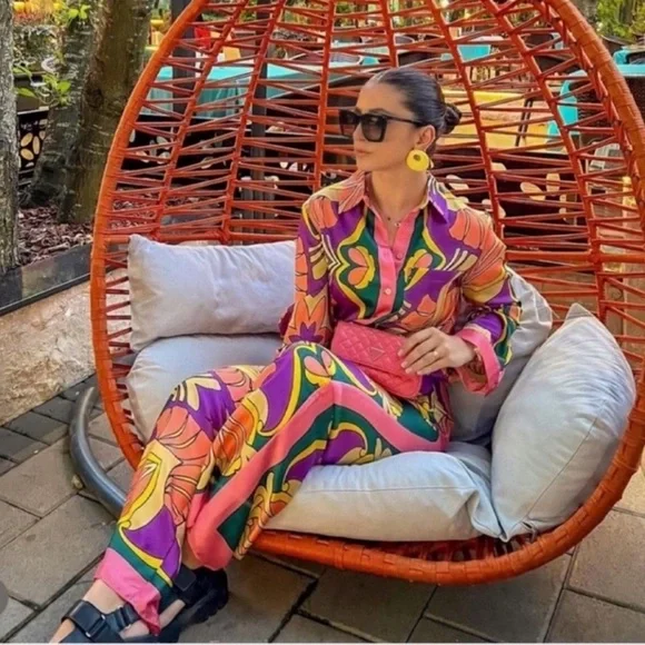 NWT Zara Pajama Style Printed Pants - Picture 11 of 14